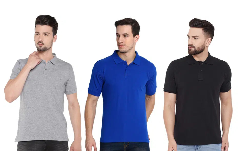 Men's Cotton Polo T-Shirt Combo (Pack of 3)